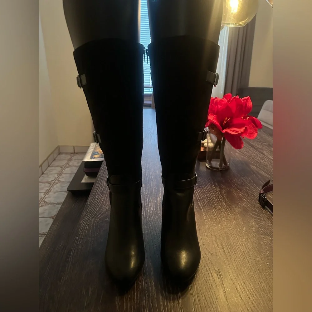 Bella Vita Talina Li Wide Calf Black Knee-High Women's Boots - Picture 3 of 9